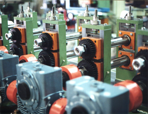 Close up of roll forming machine